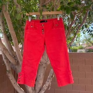 Just Cavali Capris Womens 25 Red Jean Shorts Y2K Designer Coquette Summer